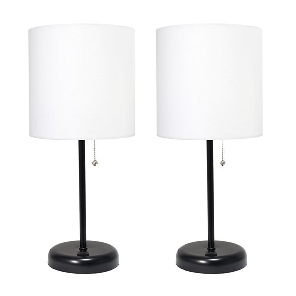Limelights Black Standard Lamp With, Black Base Table Lamp With White Shade