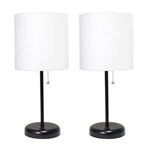 LimeLights Black Standard Lamp with White Shade (Set of 2)