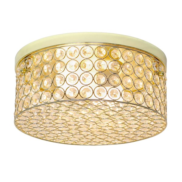 Elegant Designs Elipse Crystal 12-in Contemporary/Modern Gold Incandescent Flush Mount Light