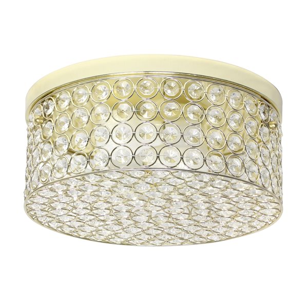 Elegant Designs Elipse Crystal 12-in Contemporary/Modern Gold Incandescent Flush Mount Light