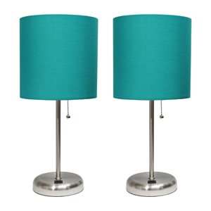 LimeLights Standard Lamp with Teal Blue Shade (Set of 2)