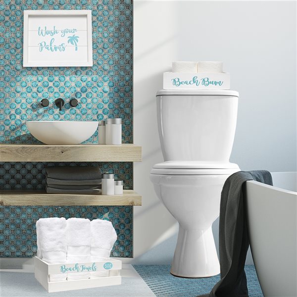 Elegant Designs Coastal/Beach Whitewash Finish on Wood Small Bath Accessory  Set HG3100-WBH