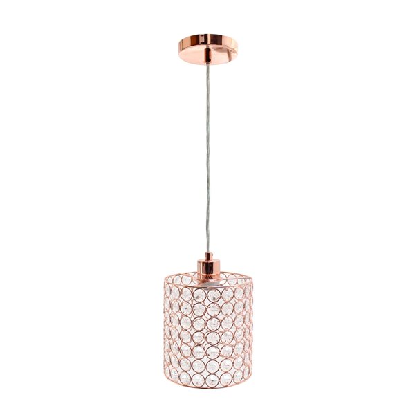 Elegant Designs Elipse Crystal Modern Cylinder Incandescent Mini Pendant Light