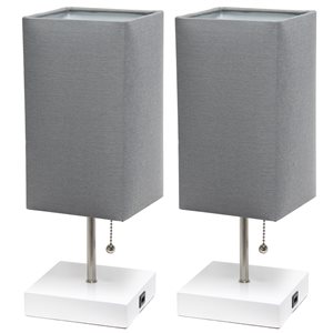 Ensemble de 2 lampes standards blanches par LimeLights avec abat-jour gris