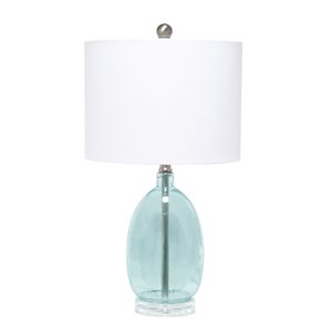 Lalia Home Classix 22-in Clear Blue Incandescent Rotary Socket Standard Table Lamp with Fabric Shade