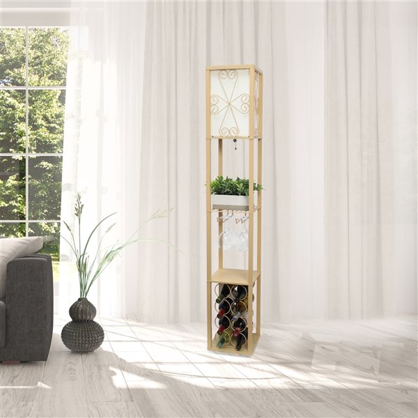 Simple Designs 16.73-in Brown Cube Floor Lamp