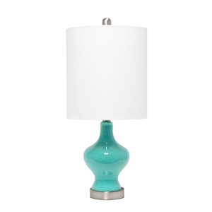 Lalia Home Classix 22.5-in Teal Incandescent Rotary Socket Standard Table Lamp with Fabric Shade
