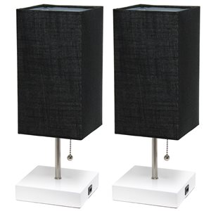 Ensemble de 2 lampes standards blanches par LimeLights avec abat-jour noir