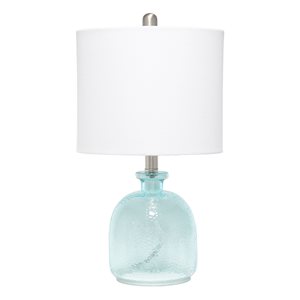 Lalia Home Classix 20-in Clear Blue Incandescent Rotary Socket Standard Table Lamp with Fabric Shade
