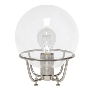 Lalia Home Studio Loft 10-in Brushed Nickel Incandescent On/Off Switch Standard Table Lamp with Glass Shade