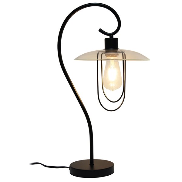 Lalia Home Studio Loft 22.2-in Black Incandescent On/Off Switch Standard Table Lamp with Glass Shade