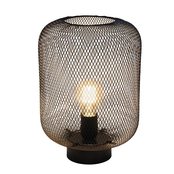 Simple Designs 12.13-in Black Incandescent On/Off Switch Standard Table Lamp with Metal Shade