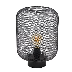 Simple Designs 12.13-in Black Incandescent On/Off Switch Standard Table Lamp with Metal Shade