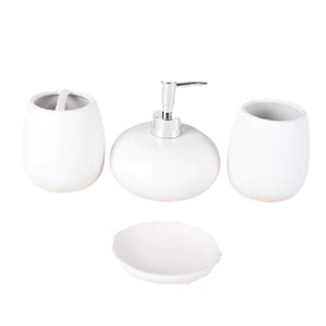 IH Casa Decor 4pc Ceramic Bathroom Set (matte White)