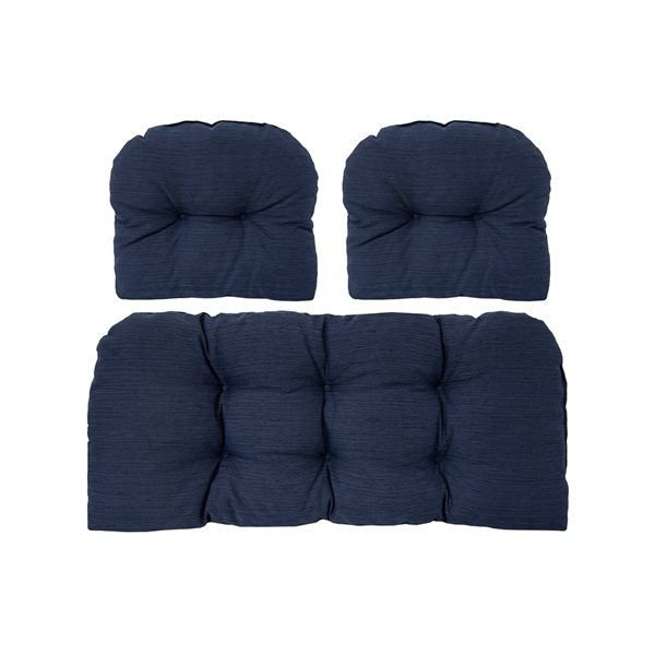 Bozanto 3-Piece Blue Patio Loveseat Cushion