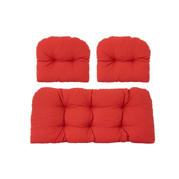 Bozanto 3-Piece  Red Patio Loveseat Cushion