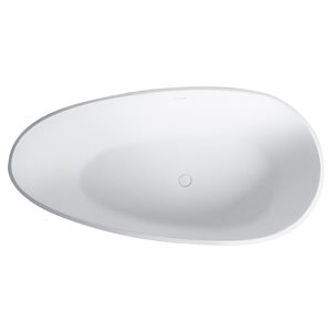 KINWELL 29.5-in x 59-in White Solid Surface Oval Left-Hand Drain Freestanding Bathtub