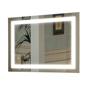 KINWELL 36-in Lighted LED Fog Free Glass Rectangular Frameless Bathroom Mirror