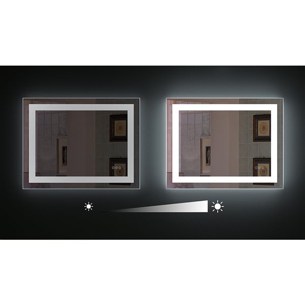 KINWELL 40-in Lighted LED Fog Free Glass Rectangular Frameless Bathroom Mirror