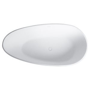 KINWELL 33.5-in x 67-in White Solid Surface Oval Center Drain Freestanding Bathtub