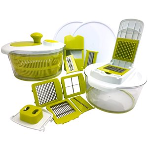 MegaChef 10-in-1 Multi-Use Salad Spinning Slicer Dicer and Chopper