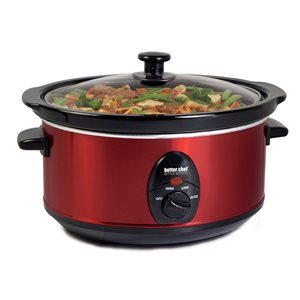 Better Chef 3.5-Quart Red Oval 1-Vessel Slow Cooker