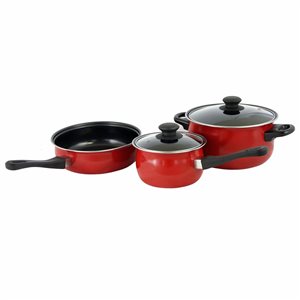 Gibson Home Tompkins 5 Piece Set 9-in Carbon Steel Cookware Set Lids Included