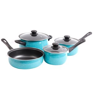 Gibson Home Casselman 7-Piece Set 5.5-in Carbon Steel Cookware Set Lids Included
