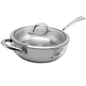 Oster Cuisine 2-piece Derrick Saute Pan 10-in Stainless Steel Cooking Pan Lids Included