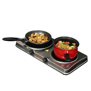 Megachef Portable Heavy Duty Burner 20-in 2 Elements Coil Stainless Steel Electric Cooktop