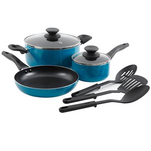 Gibson Home 8-Piece Cookware 11.5-in Aluminum Cookware Set Lid Included, Turquoise