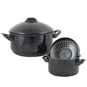Gibson Home 4-piece Casselman Pasta Pot Set 9-in Carbon Steel Cookware Set Lids Included - Black