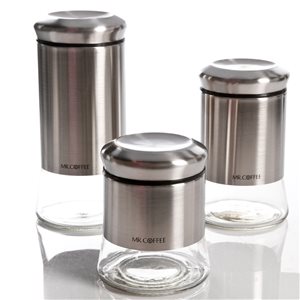Mr. Coffee Multisize Tempered Glass Food Storage Container - 3-Piece
