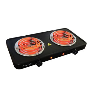 Megachef Portable Dual Coil Burner 20-in 2 Elements Coil Black Electric Cooktop