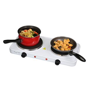 Megachef Portable Dual Burner 20-in 2 Elements Smooth Surface (radiant) White Electric Cooktop