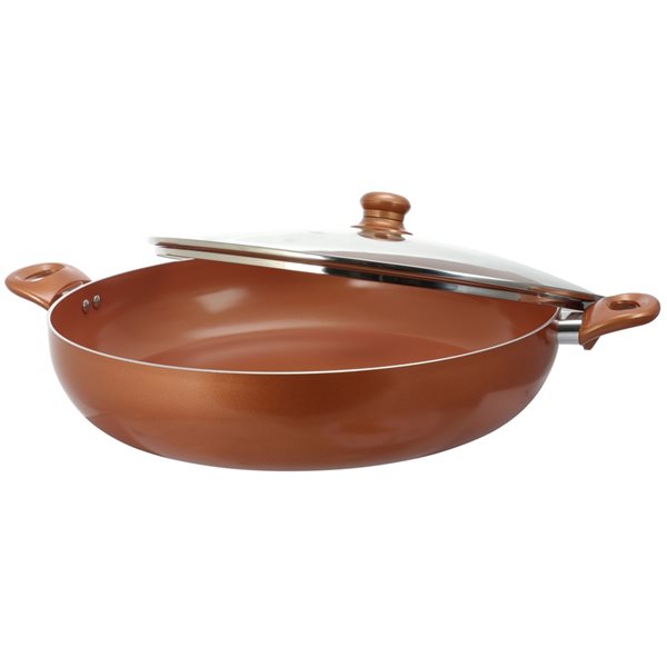 Better Chef 1-piece Copper Deep Fryer 16-in Ceramic Skillet Lid Included