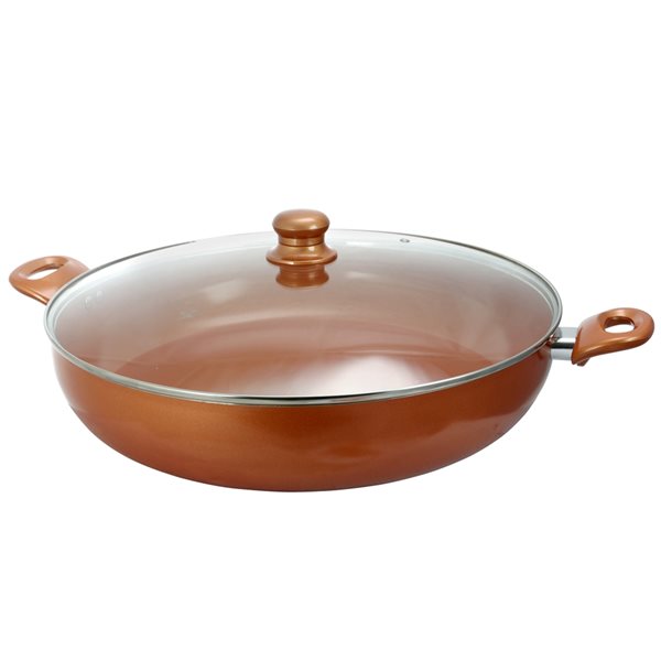 Better Chef 1-piece Copper Deep Fryer 16-in Ceramic Skillet Lid Included