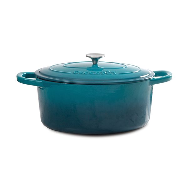 Crock-pot 2-piece Artisan Dutch Oven 10.8-in Cast Iron Baking Pan Lids Included, Turquoise
