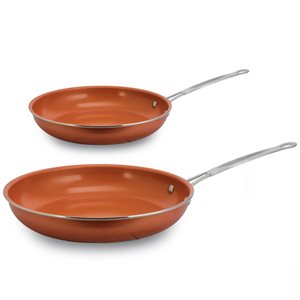 Better Chef 2-piece Copper Frying Pan Set 8-in and 10-in Aluminum Skillet Set