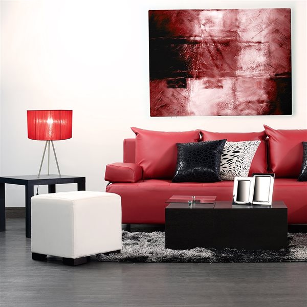 Simple Designs 19.69-in Brushed Nickel/Red Incandescent On/Off Switch Standard Table Lamp with Fabric Shade