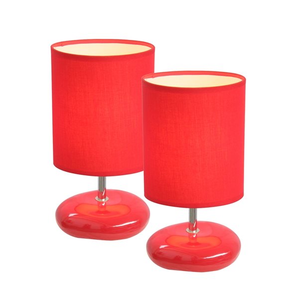 Simple Designs Standard Lamp with Red Shades, set of 2