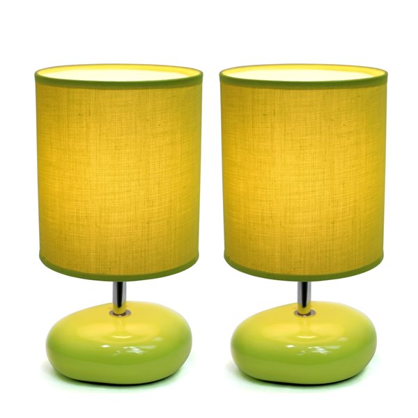 Simple Designs Standard Lamp with Green Shades, set of 2