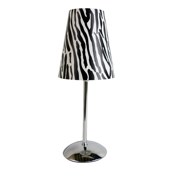 LimeLights 12.2-in Silver/Zebra Incandescent On/Off Switch Standard Table Lamp with Plastic Shade