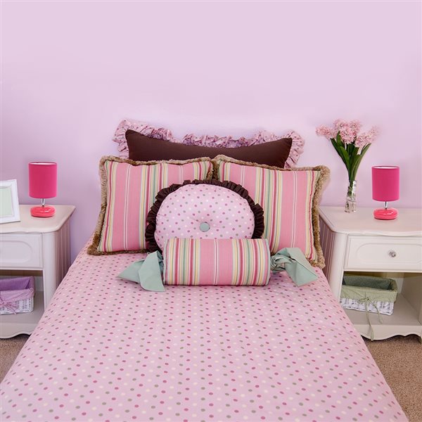 Simple Designs Standard Lamp with Pink Shades, set of 2