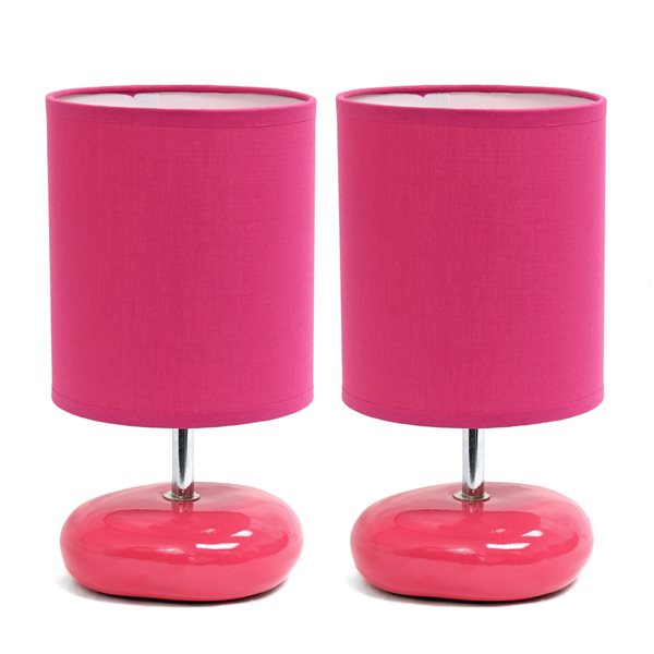Simple Designs Standard Lamp with Pink Shades, set of 2