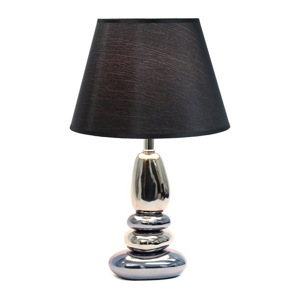 Elegant Designs 21.5-in Chrome and Metallic Blue Incandescent Rotary Socket Standard Table Lamp with Fabric Shade