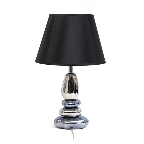 Elegant Designs 21.5-in Chrome and Metallic Blue Incandescent Rotary Socket Standard Table Lamp with Fabric Shade