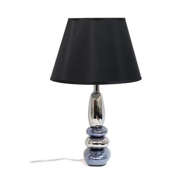 Elegant Designs 21.5-in Chrome and Metallic Blue Incandescent Rotary Socket Standard Table Lamp with Fabric Shade