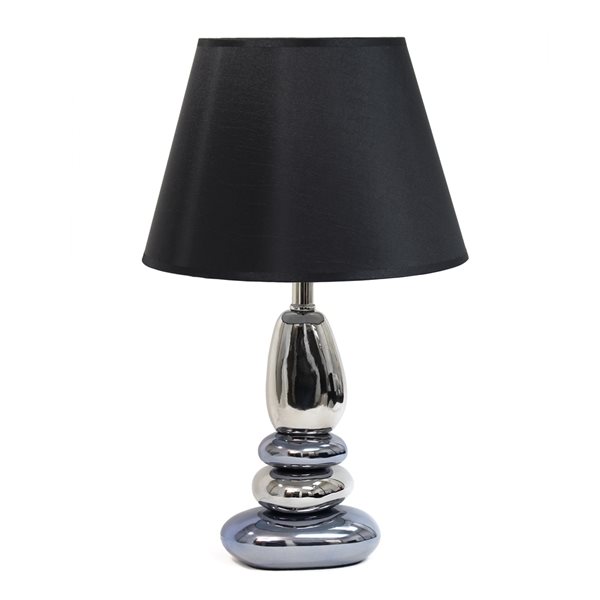 Elegant Designs 21.5-in Chrome and Metallic Blue Incandescent Rotary Socket Standard Table Lamp with Fabric Shade