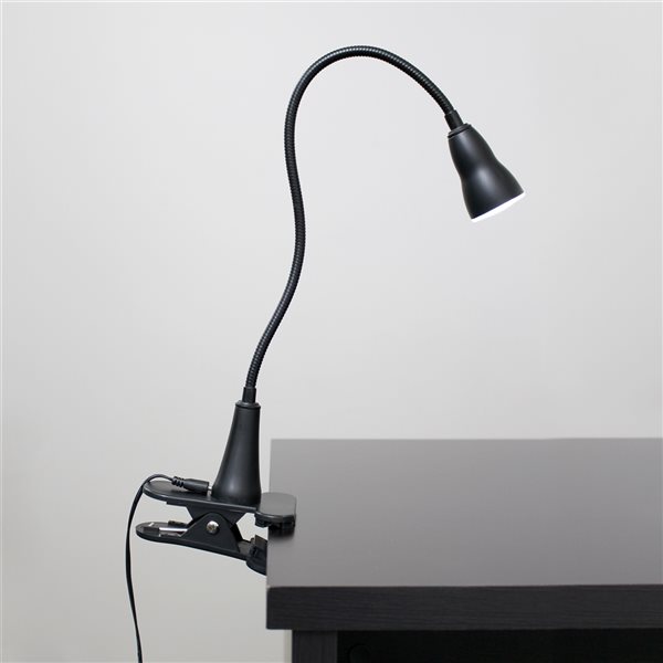 Simple Designs 22.75-in Adjustable Black On/Off Switch Clip Desk Lamp with Metal Shade